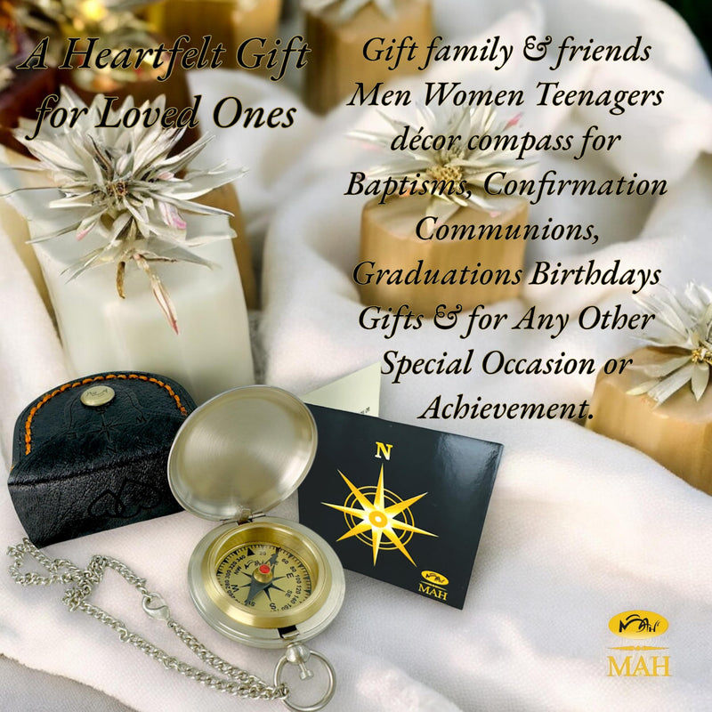 Brass Compass Gift – Push Button Compass Keepsake Gift for Son, Boys, Men, Graduation Gift, Birthday Gift Idea, Inspirational Motivational Gift for Him, Unique Gift Idea, Collectible Desk Decor Brass Compass Gift – Nickel Edition 3