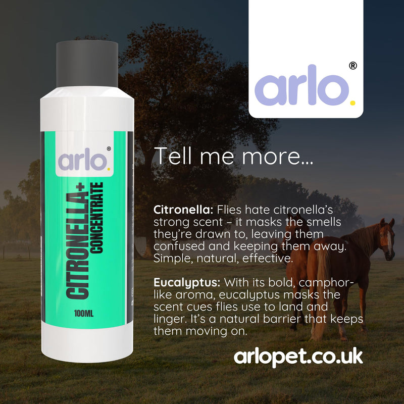 Makes 1L Horse Fly Spray – Citronella+ Concentrate 100ml – Extra-Strong Formula with Citronella & Eucalyptus – Long-Lasting Comfort for Horses