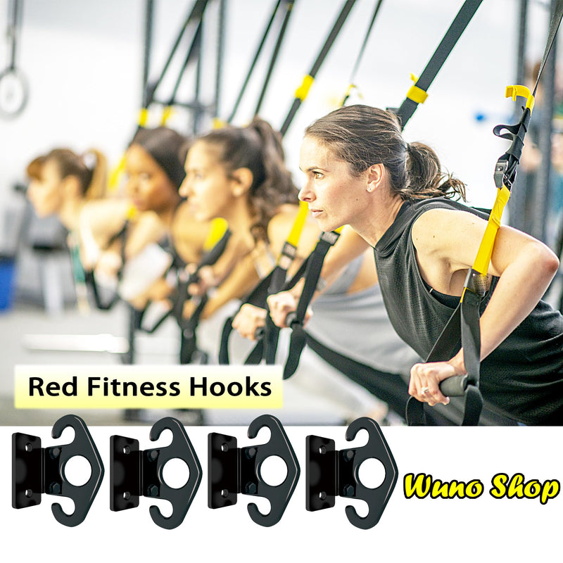 4 PCS Resistance Band Wall Anchors, Exercise Band Wall Anchor, Gym Wall Hooks for Resistance Bands, Workout Wall Mount Anchor for Physical Therapy and Small Space Home - Black