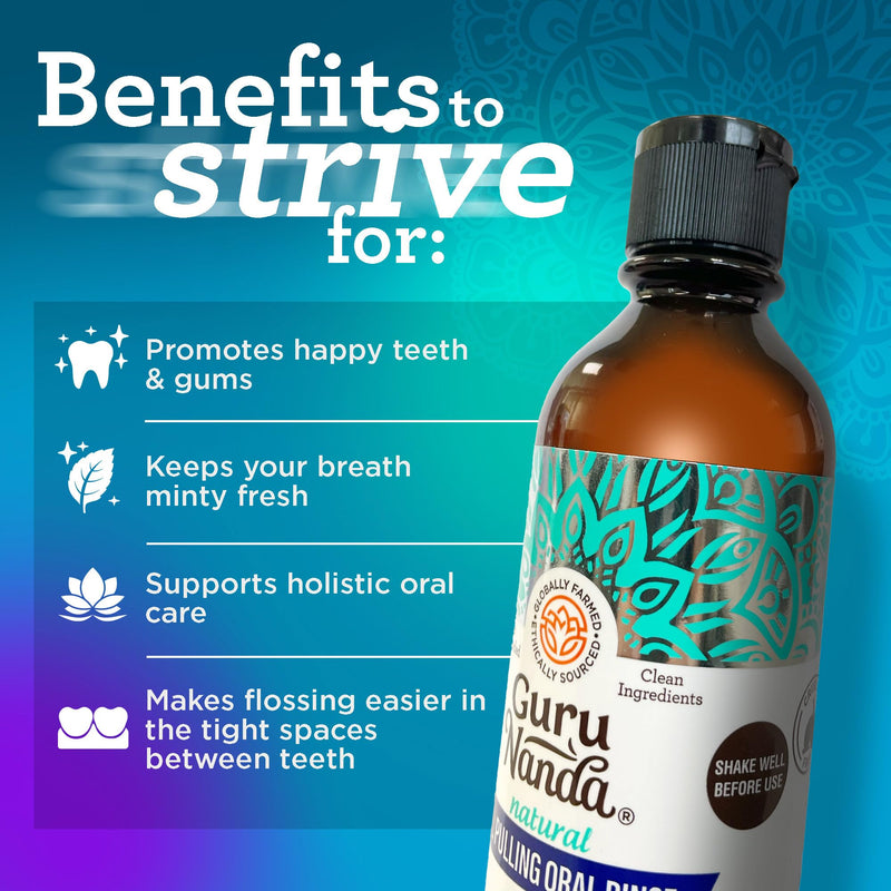 GuruNanda Gentle Cleanse Oral Care Kit – MCT & CocoMint Oil Pulling Mouthwash for Natural Oral Hygiene, Happy Gums & Long Lasting Fresh Breath