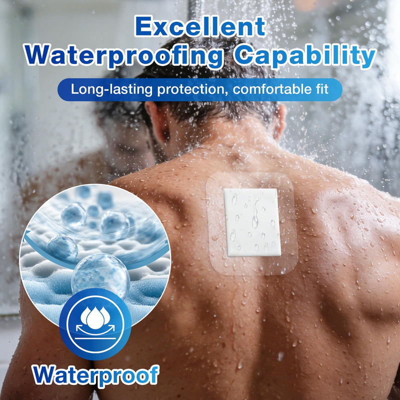 Transparent Film Dressing with Pad 50 Pack,Waterproof Adhesive Bandages for Wound Care,IV Shield, Tattoo Aftercare, Shower Protector(4"x 6") 4"x 6"