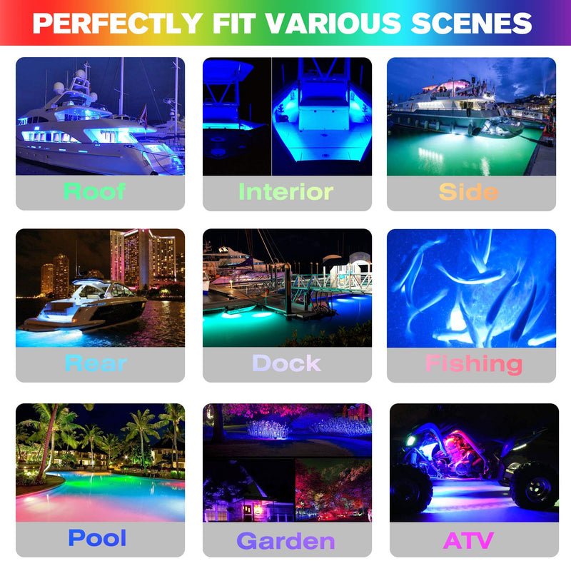 HUSUKU SOOP3 Mini 50W 27LED Waterproof Stainless Steel Transom Led Light, High-Intensity Marine Led Underwater Lights (2 pcs) 3.7" 27LED White (2PCS) - BeesActive Australia
