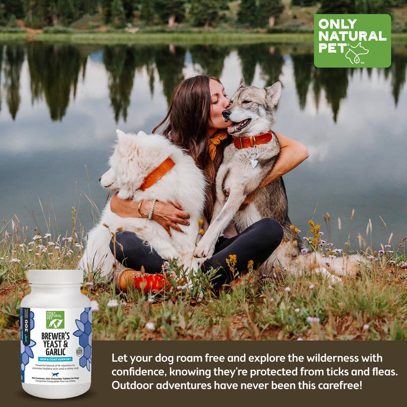 Only Natural Pet Brewer's Yeast & Garlic Chewables - All-Natural Flea & Tick Prevention for Dogs - Fortified with B Vitamins - Promotes Healthy Skin & Coat - 300 Count Tablet (2 Pack) Pack of 2 - BeesActive Australia