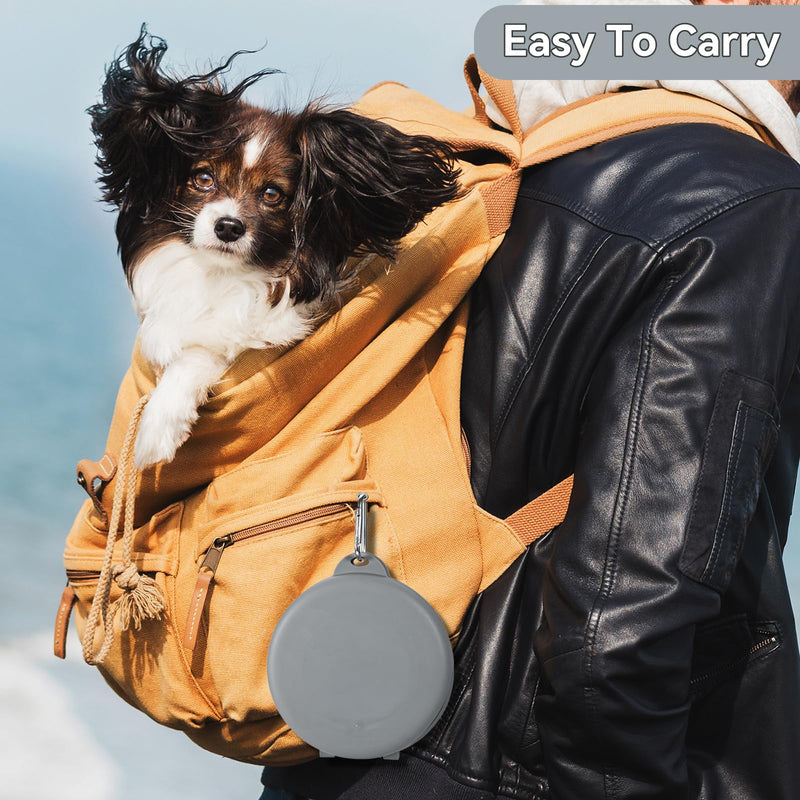 Collapsible Dog Water Bowl 2 in 1 Foldable Pet Food and Water Bowl Portable Cats Dishes with Carabiner Clip for Traveling Hiking Camping Walking (Grey) Grey - BeesActive Australia