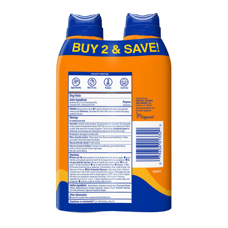 Banana Boat Sport Ultra SPF 50 Sunscreen Spray Twin Pack | Banana Boat Sunscreen Spray SPF 50, Spray On Sunscreen, Water Resistant Sunscreen, Oxybenzone Free Sunscreen Pack, 6oz each 6 Ounce (Pack of 2) - BeesActive Australia