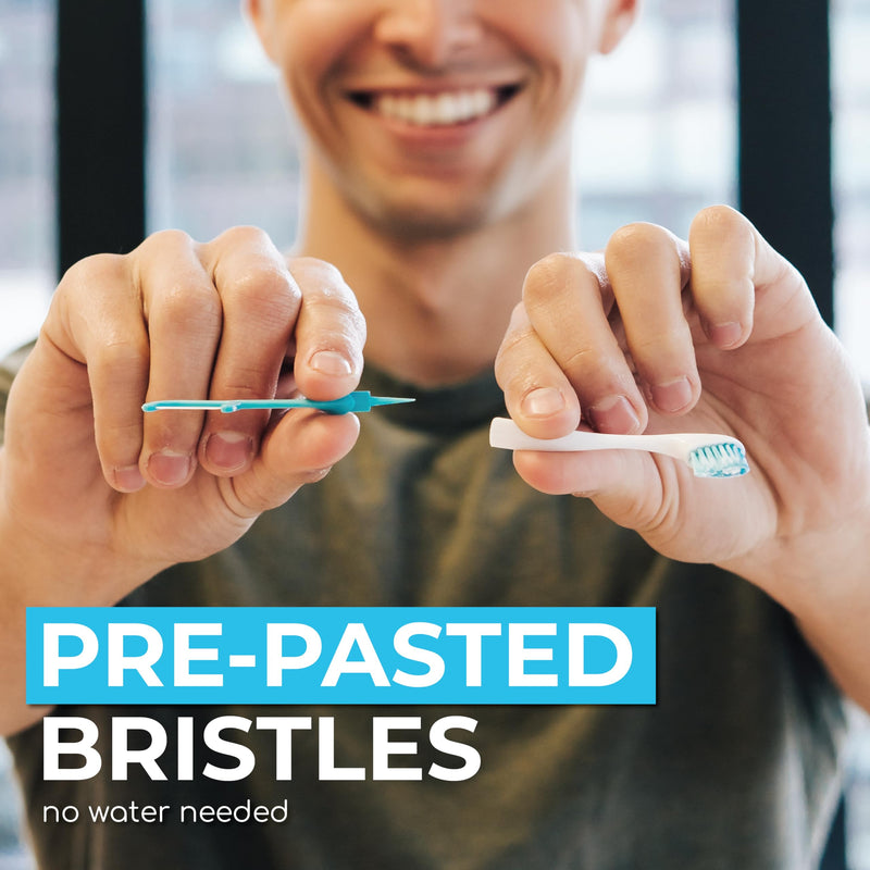 Brushee - The Evolution of Oral Care | 4-in-1 Tool (Paste + Brush + Floss + Pick) | Individually Wrapped | Disposable | Prepasted Travel Toothbrushes | Small Adult Toothbrush - (24-Pack) 24 Count (Pack of 1) Original - BeesActive Australia