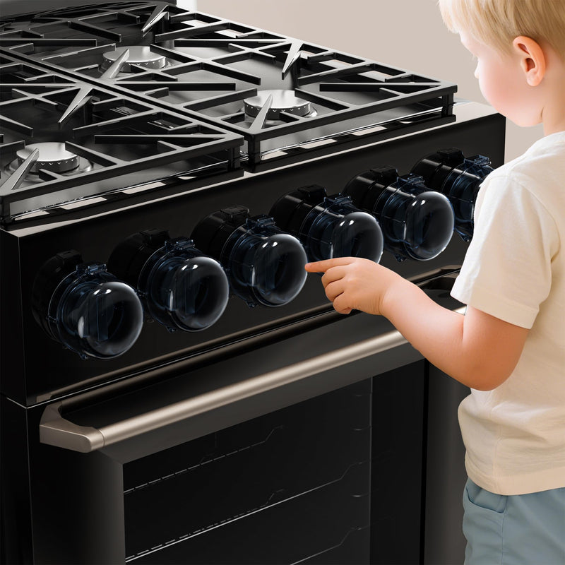 2025 Upgraded Gas Stove Knob Covers Locks for Child and Kids Safety, Universal Size Gas Stove Knob Cover with 3M Adhesive, Baby Proof Prevent Accidental -4 Pack 4 Pack Black - BeesActive Australia