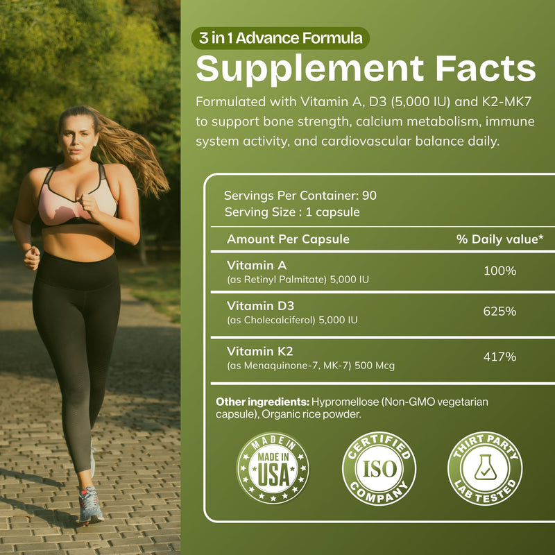 Daily Vites, ADK Vitamin Supplement 5000 IU – 180 Capsules – High Potency Vitamin A, D3 & K2-MK7 – Physician Formulated for Bone, Heart & Immune Support – Non-GMO, Gluten Free 6-Month Supply (2 Pack) 90 Count (Pack of 2)