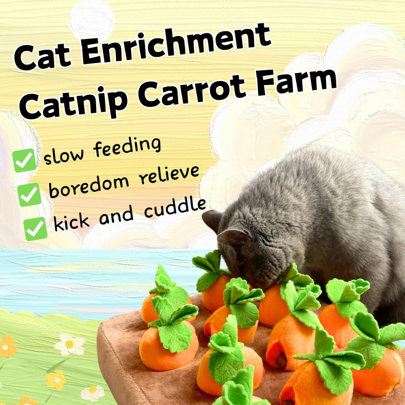 Carrot Catnip Cat Toys, Interactive Feather Cat Toys for Indoor Cats, Cat Puzzle Toys for Boredom and Mental Stimulation, 12 Squeaky Carrots with Treat Pockets and 12 Catnip Tea Bags Carrot Puzzle + Catnip - BeesActive Australia