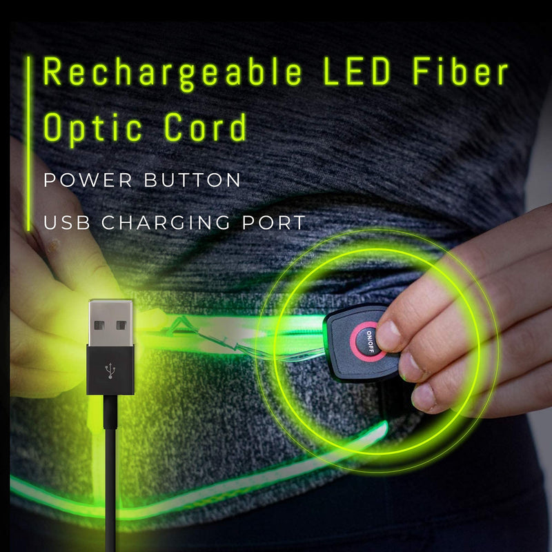 Reflective Running Light Belt with Zipper Pockets and USB Rechargeable, Night Safety Gear for Runners, Dog Walking Gear, Runners Reflective Belt Fits Women, Men, Kids, and Dogs - BeesActive Australia