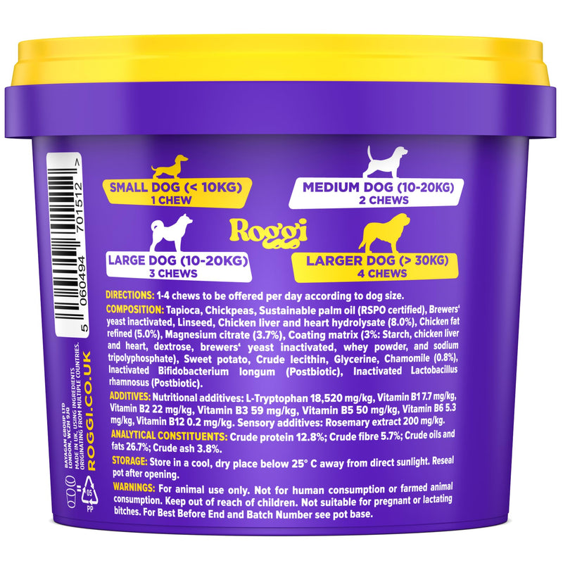 ROGGI Calming Chews For Dogs, Calming Dog Treats, Dog Calming Chews That Work, Stress and Anxiety Calming treats