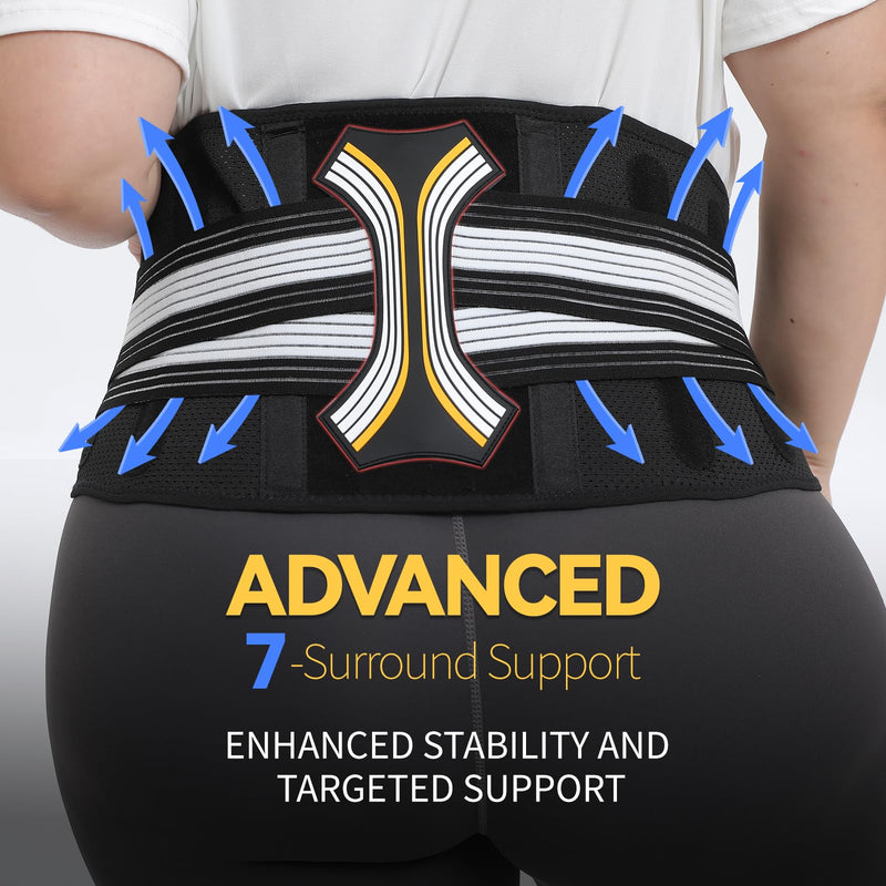 Back Brace for Lower Back Pain, Decompression Lumbar Support Belt with 3D Lumbar Pad for Men/Women Pain Relief from Sciatica, Herniated Disc, Scoliosis, M (Waist: 33"- 38") M ( Waist: 33"- 38" )