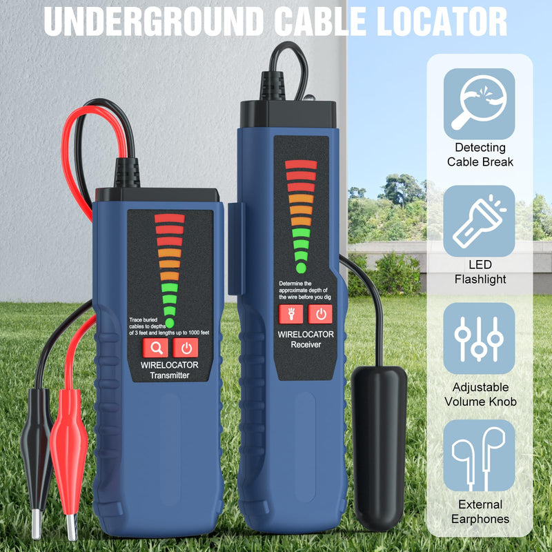 F04 Underground Wire Locator, Cable Locator with Earphone, Buried Wire Detector for Locating Breakage Cables & Wires Dog Fence Cables - BeesActive Australia