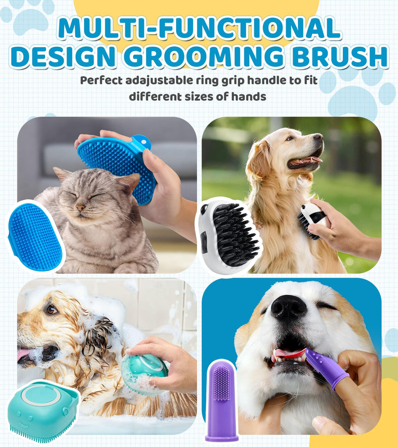 Dog Bath Brush Pet Massage Shampoo Brush Dog Scrubber for Bath Dog Washing Brush Scrubber Pet Bath Massage Brush with Soft Silicone Bristles for Puppy Dog Cat Grooming Cleaning Blue - BeesActive Australia