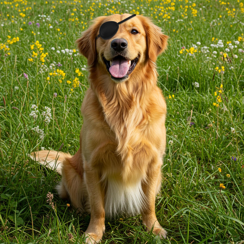 2pcs Eye Patch for Dogs, Adjustable Dog Eye Patch, Soft and Comfortable Eyes Patches, Used for Postoperative Eyes Injuries in Medium and Large Dogs, Black