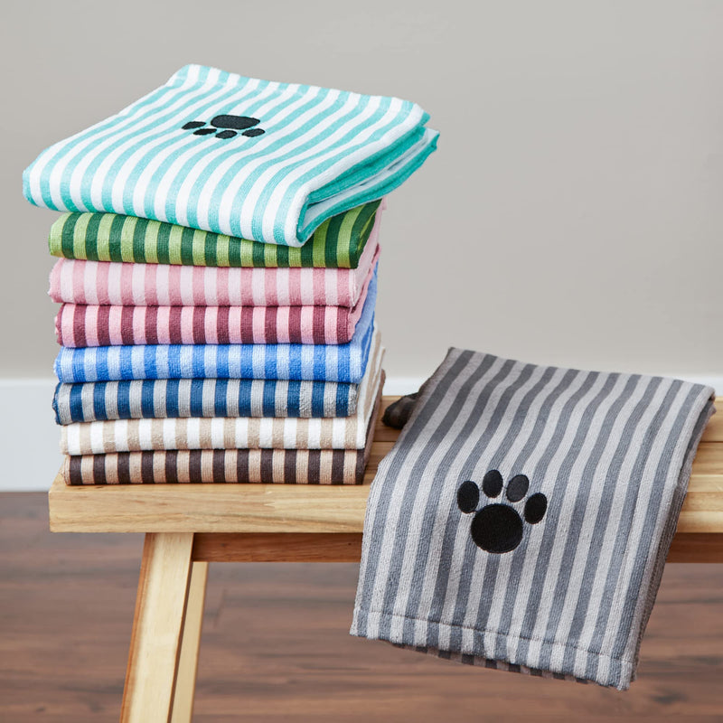 Bone Dry Pet Grooming Towel Collection Absorbent Microfiber X-Large, 41x23.5", Striped Rose - BeesActive Australia