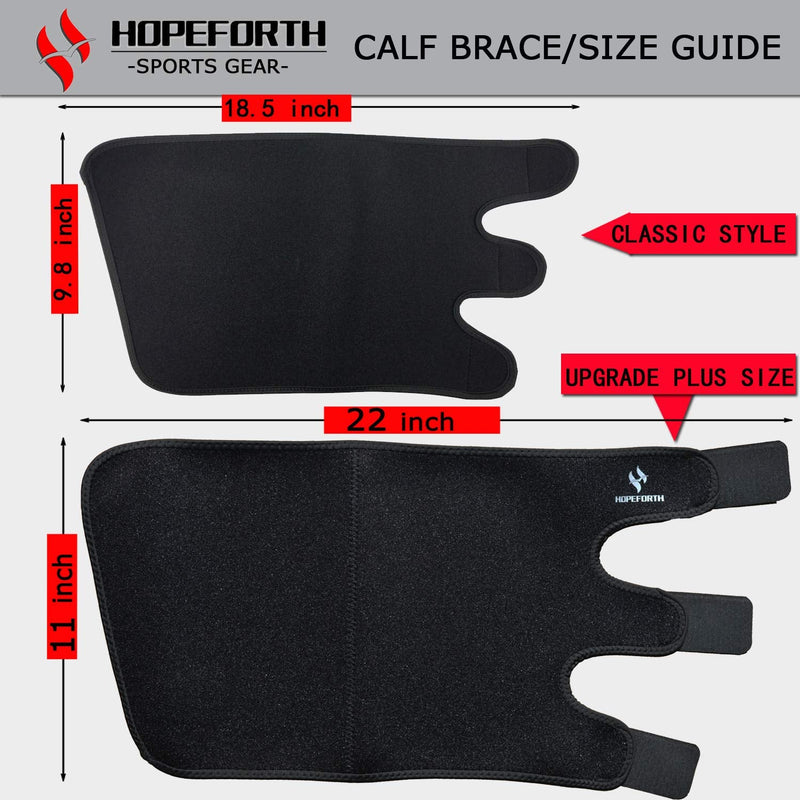 Calf Support Brace 2 Pack Adjustable Shin Splint Compression Calf Wrap ONE SIZE FIT MOST Classic Style Black BLACK