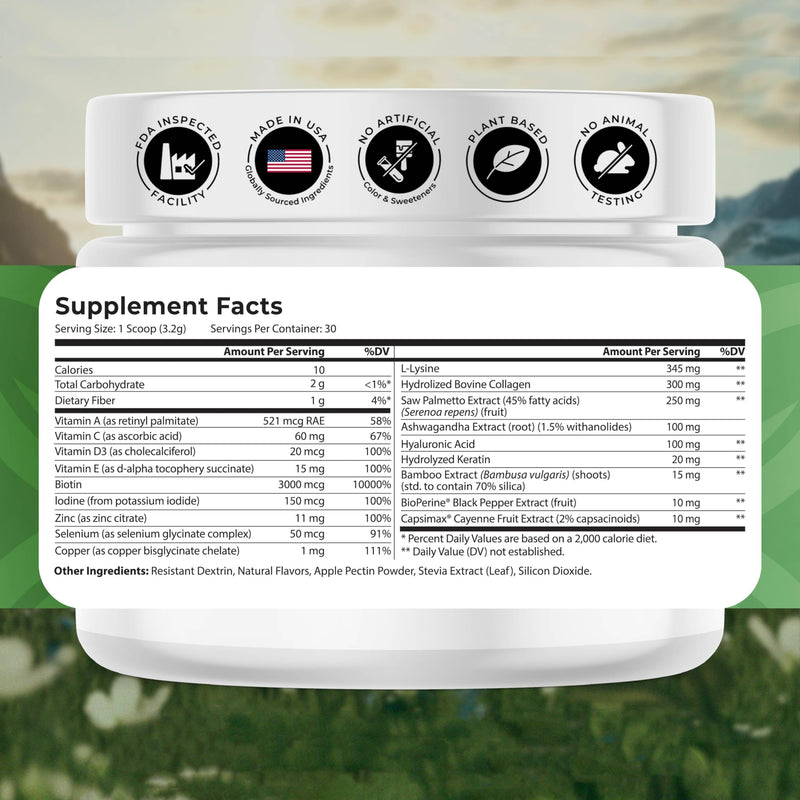 HairVive | Hair Growth Accelerator & Vitamins for Hair Loss | Hair Regrowth, Hair Vitamins, Biotin, Collagen, 30 Days Supply. Apple Pie Flavor