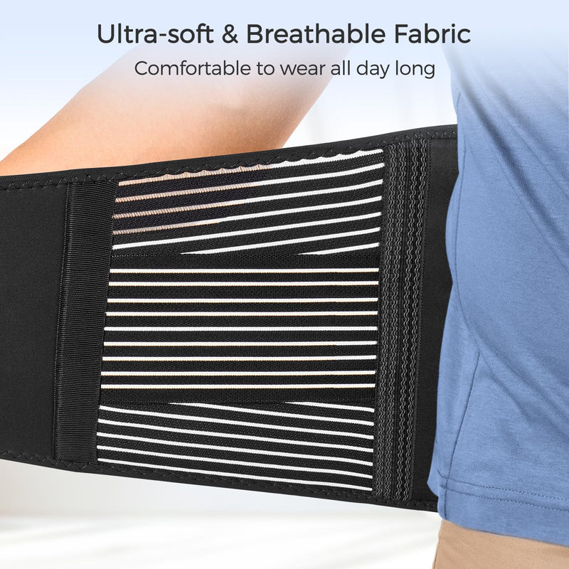 FREETOO Back Braces for Lower Back Pain Relief with 6 Stays, Breathable Back Support Belt for Men/Women for work , Anti-skid lumbar support belt with 16-hole Mesh for sciatica(M) M(29.5"-37.4")