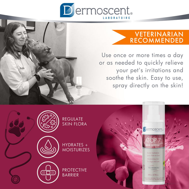Dermoscent ATOP 7 Max Hydra Spray for Pets | Natural Hydrating Mist with Pre & Probiotic Complex for Dry, Allergy & Atopy-Prone Skin Relieves Skin Dryness & Protects Cutaneous Barrier Non-Greasy