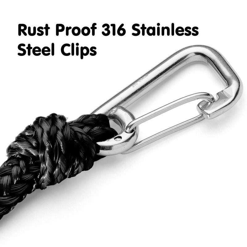 Skog Å Kust Premium PWC Bungee Dock Lines 2-Pack: 4 & 6 Foot Lengths Black - BeesActive Australia