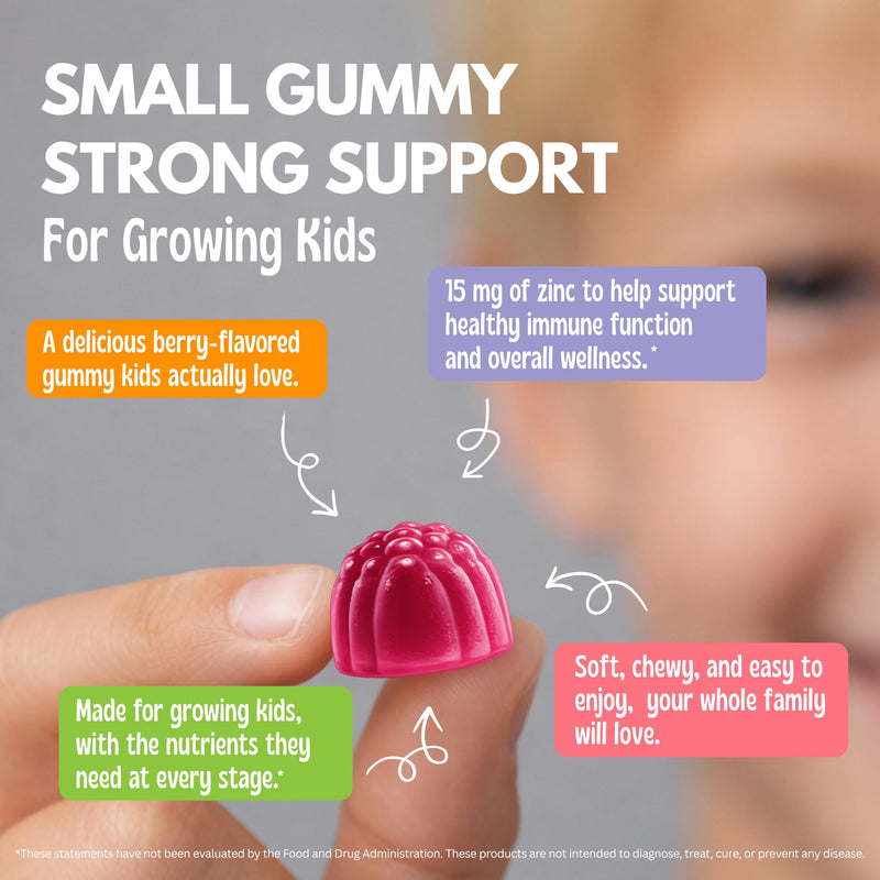 Viteey Zinc for Kids Gummies - 15mg - Tasty Chewable Berry Flavor Gummy | Immune Support - Powerful Natural Antioxidant, Kids Zinc Vitamin Supplement - Vegan, Gelatin Free, Gluten Free - 120 Count 120 Count (Pack of 1)