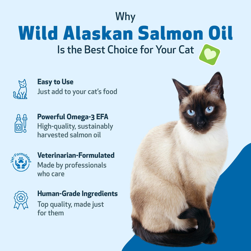 Pet Wellbeing Wild Alaskan Salmon Oil for Cats - Wild-Caught, Cold-Processed, Daily Omega-3 Fish Oil for Healthy Coat and Skin, Joint Mobility and Strength - EPA, DHA - 8 fl oz (236 ml) - BeesActive Australia