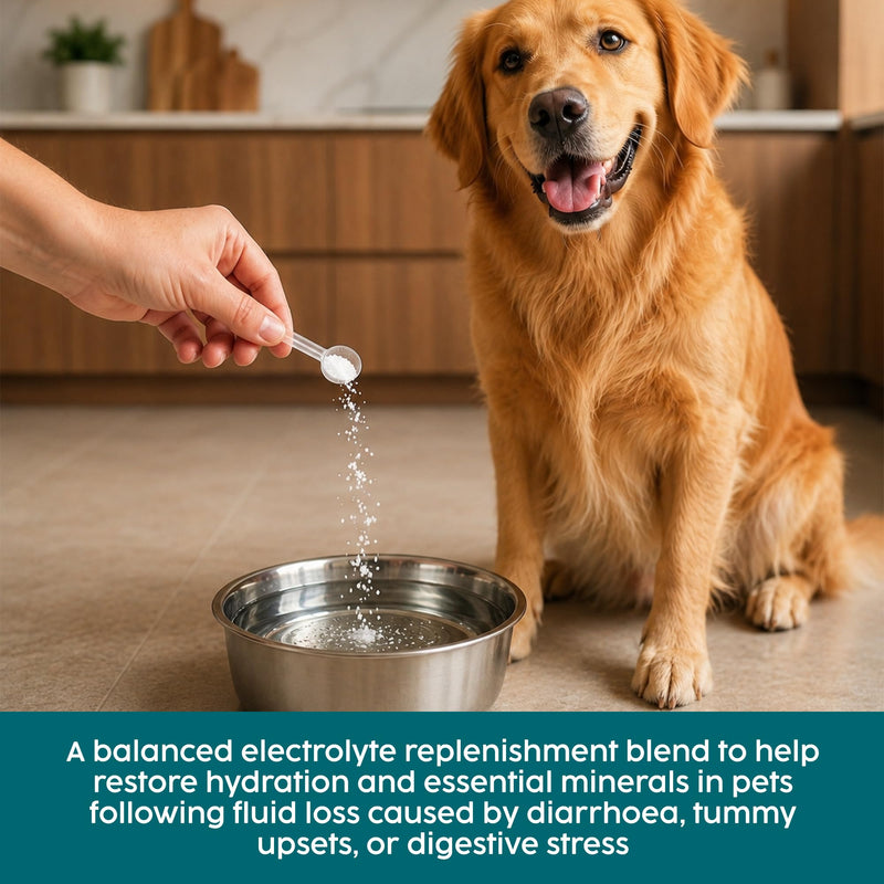 Dog Electrolytes, Rehydration & Essential Salt Replenishment for Dogs After Diarrhea, Gut Recovery – Appetite Stimulant, Fast & Effective Hydration, 60g - 60 Servings Replenishing Salts