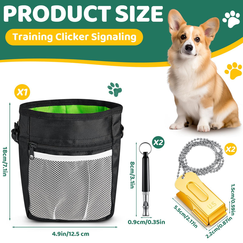 5 Pcs Dog Treat Pouch Training Kit, Including 1 Pcs Puppy Treat Bag 3 Ways to Wear, 2 Pcs Pet Training Cricket Clicker 2 Pcs Puppy Training Silent Whistles for Pet Training - BeesActive Australia