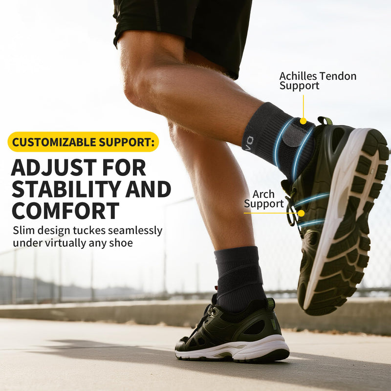 CAMBIVO 1 Pair Ankle Braces for Men and Women, Ankle Compression Socks for Foot Pain, Daily Wear, Fitness, Working, Achilles Tendonitis Relief Ankle Sleeve (Black with Strap, Medium) Black with Strap