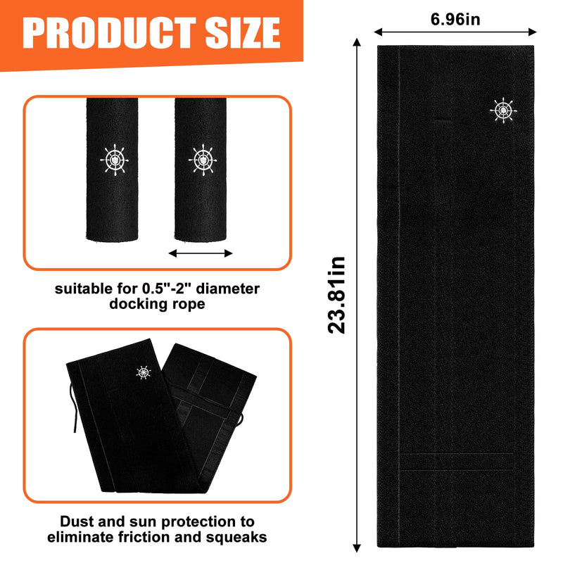 Dock Line Chafe Guards 24 Inch Removable Anti Chafe Protective Boats, Dock Lines Black Rope Protector Eliminates Squeaking Protects Boat from Wear Industrial - BeesActive Australia