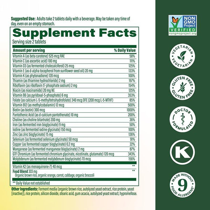 MegaFood Advanced Multivitamin for Women 40+ Doctor Formulated, 120 Tablets | Immune Support, Cellular Energy, Bone & Brain Health, with Choline, Methylfolate, Vitamin C, Non-GMO, Vegetarian, 60 Servings 120 Count (Pack of 1)