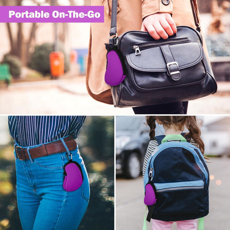 Neoprene Asthma Inhaler Holder, Protective Portable Travel Handy Holster, Lightweight Carrying Case with Carabiner Clip and Mesh Pocket Inside, Inhaler Not Included (Case Only) (Purple) Purple - BeesActive Australia