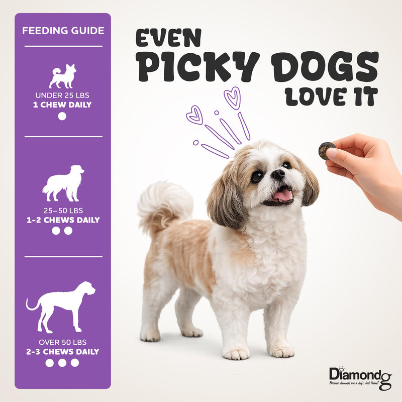 Diamondg Dog Mutivitamin Chews with Turkey Tail & Probiotics, 60ct - All in One Dog Nutritional and Health Supplement to Support Critical Immune Defense for Puppy & Senior, Daily Multivitamin for Dogs