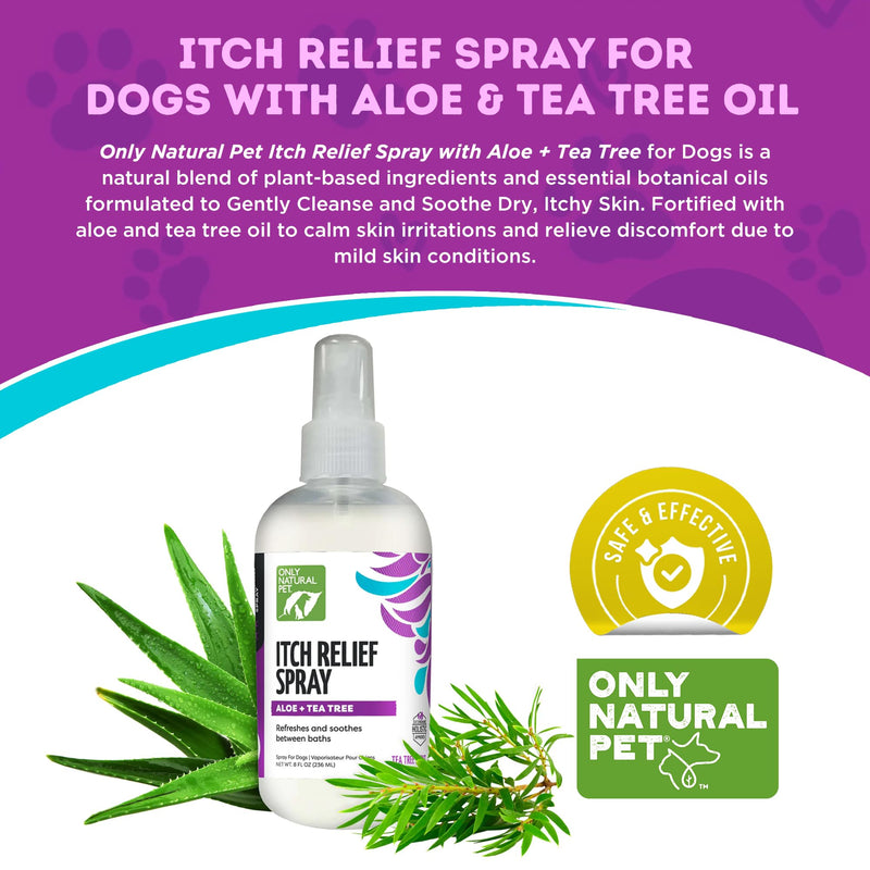 Only Natural Pet Itch Relief Spray with Aloe + Tea Tree for Dogs, Anti Itch Spray for Dogs Allergies to Soothe Dry Irritated Skin and Itchy Skin Relief - 8 oz 8 oz - Spray - PawsPlanet Australia