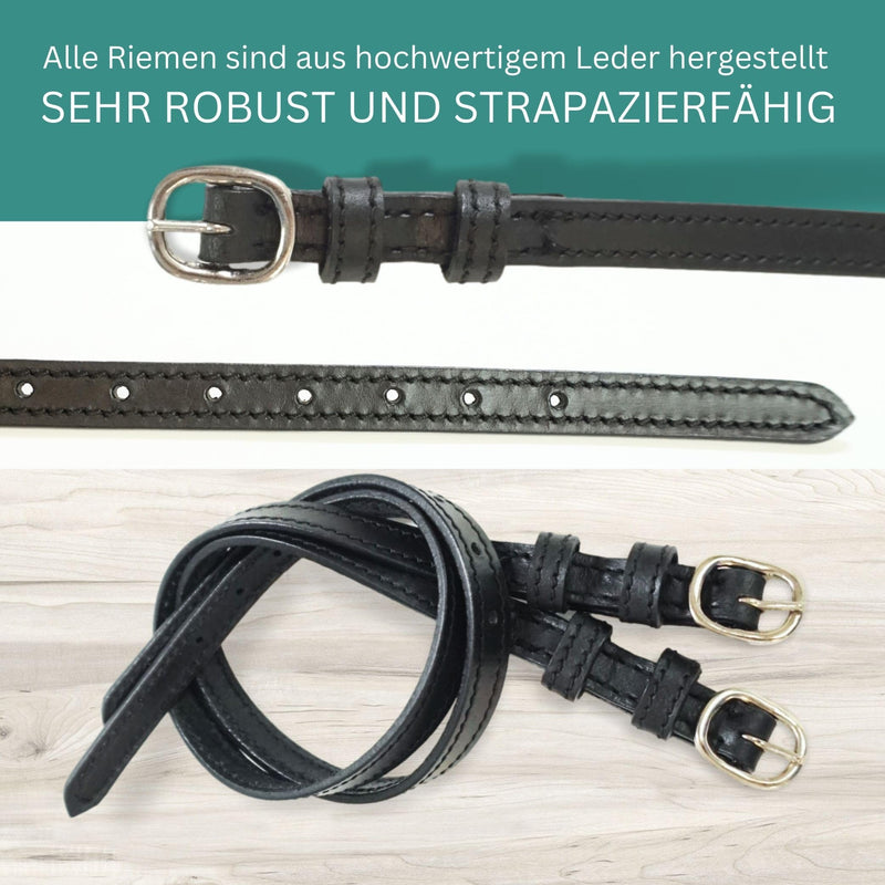 Pferdelinis Spur Straps Leather Pack of 2 Leather Straps for Spurs Replacement Straps Adjustable Size Perfect Hold Riding Spurs (Black) Black - BeesActive Australia