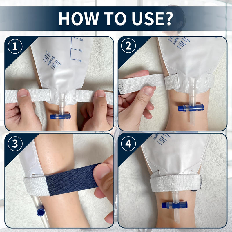 4 Packs Leg Bag Straps(Blue), Urine Drainage Bag Strap Catheter Leg Bag Straps with Soft Elastic Fabric Comfortable Silicone Grips for Men Women Blue - BeesActive Australia