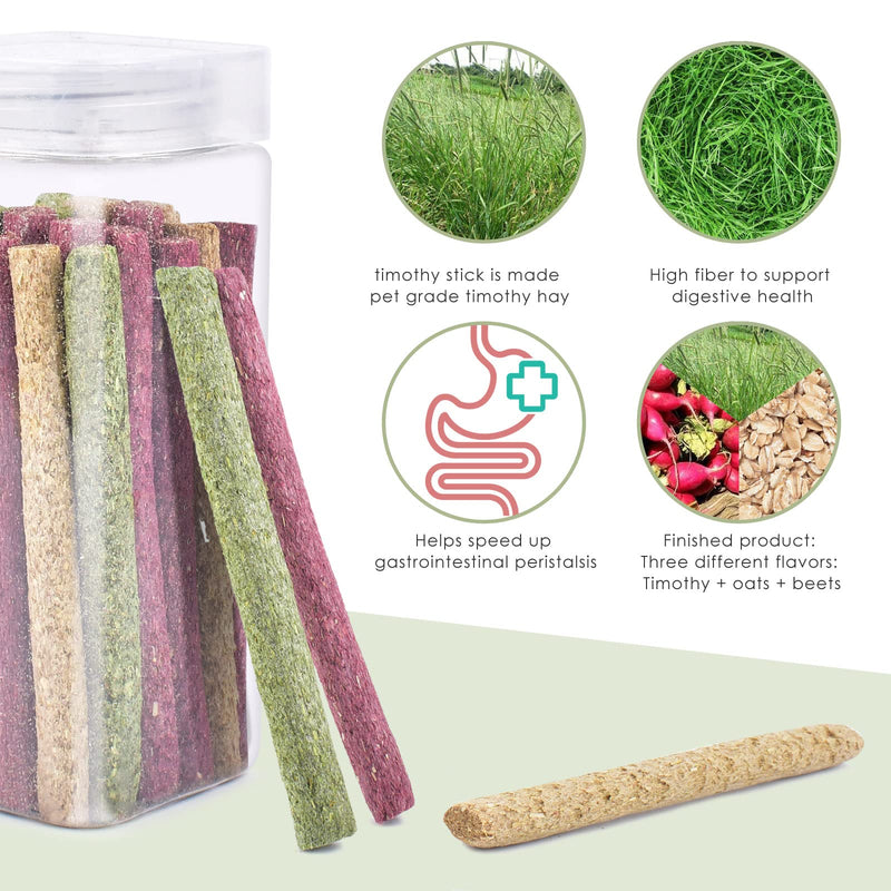 Timothy Hay Sticks, ERKOON Pack of 25 Hamster Toys, Rabbit Small Animals Chew Toy for Guinea Pigs, Hamsters, Chinchilla, Bunny Treats 25 Pieces (Pack of 1) - BeesActive Australia