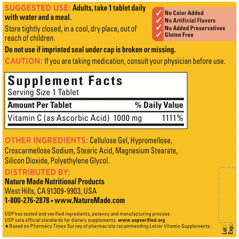 Nature Made Extra Strength Vitamin C 1000 mg, Dietary Supplement for Immune Support, 300 Tablets, 300 Day Supply 300 Count (Pack of 1) - BeesActive Australia
