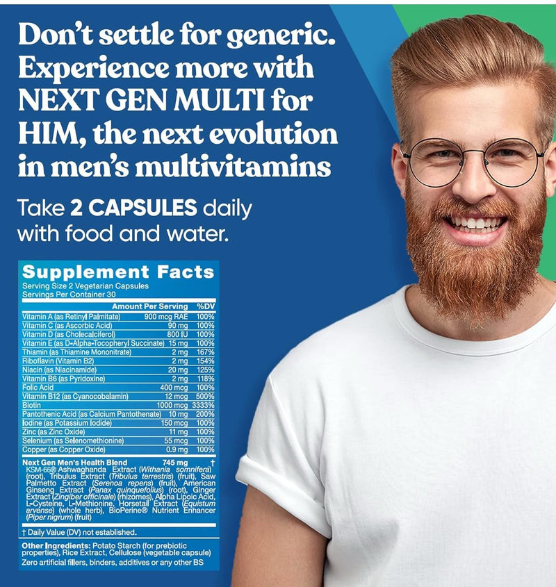 Eu Natural Multivitamin for Men, 26 Essential Ingredients, 60 Veg Capsules | Advanced daily nutrition with 26 essential ingredients to support men's health & vitality
