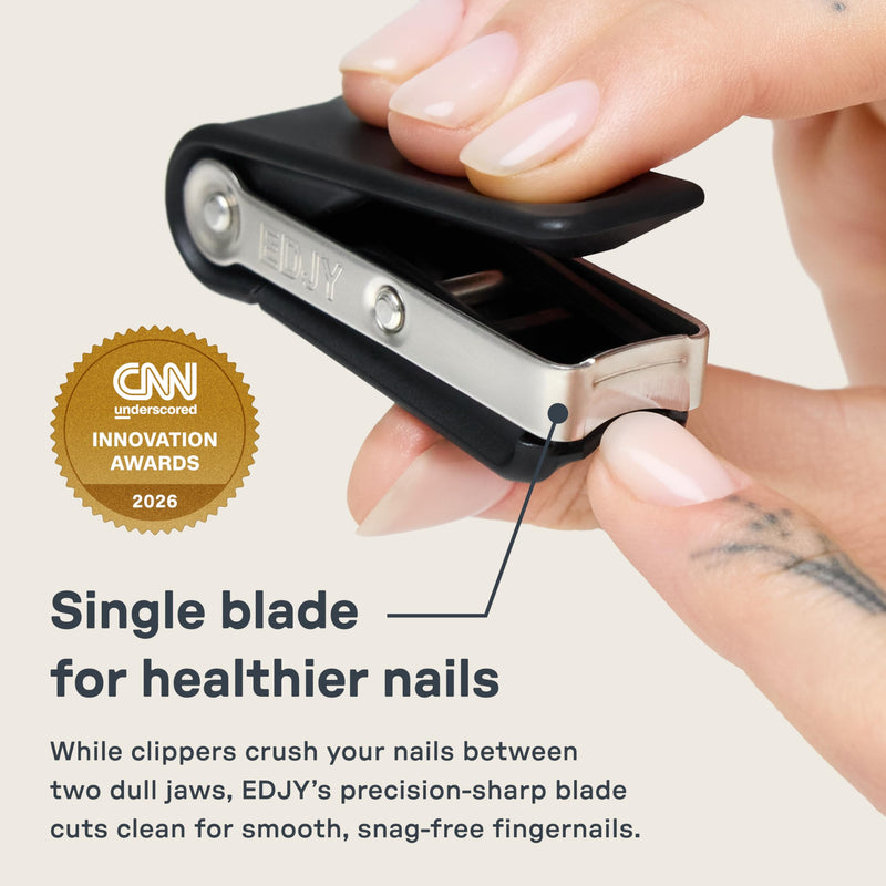 EDJY Fingernail Cutter - Precision Stainless Steel Nail Cutter for Fingernails | Sharp Blade, Ergonomic Design, Durable & Rust-Resistant | Ideal for Men and Women | Black | 2-Pack Black (2-pack)