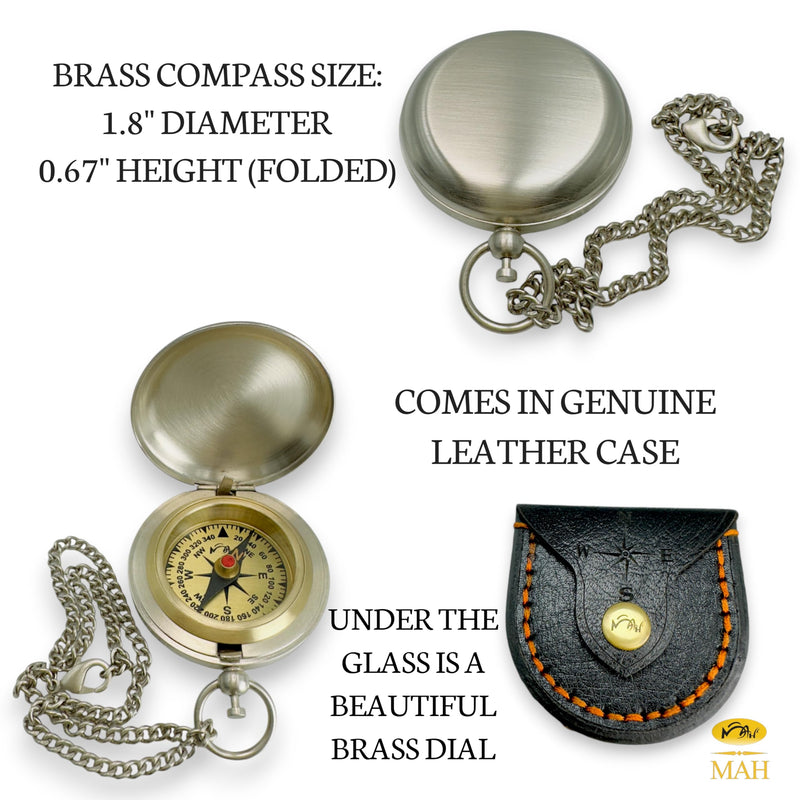 Brass Compass Gift – Push Button Compass Keepsake Gift for Son, Boys, Men, Graduation Gift, Birthday Gift Idea, Inspirational Motivational Gift for Him, Unique Gift Idea, Collectible Desk Decor Brass Compass Gift – Nickel Edition 3