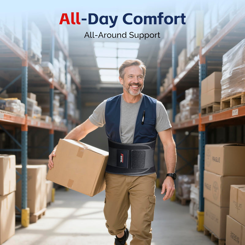 FEATOL Back Brace for Men Lower Back, Lumbar Support Belt- Back Pain, Adjustable Support Straps with Removable Lumbar Pad for Heavy Lifting Work, Plus Size(Black, L/XL Large/X-Large (Pack of 1) 3D Pad - BeesActive Australia