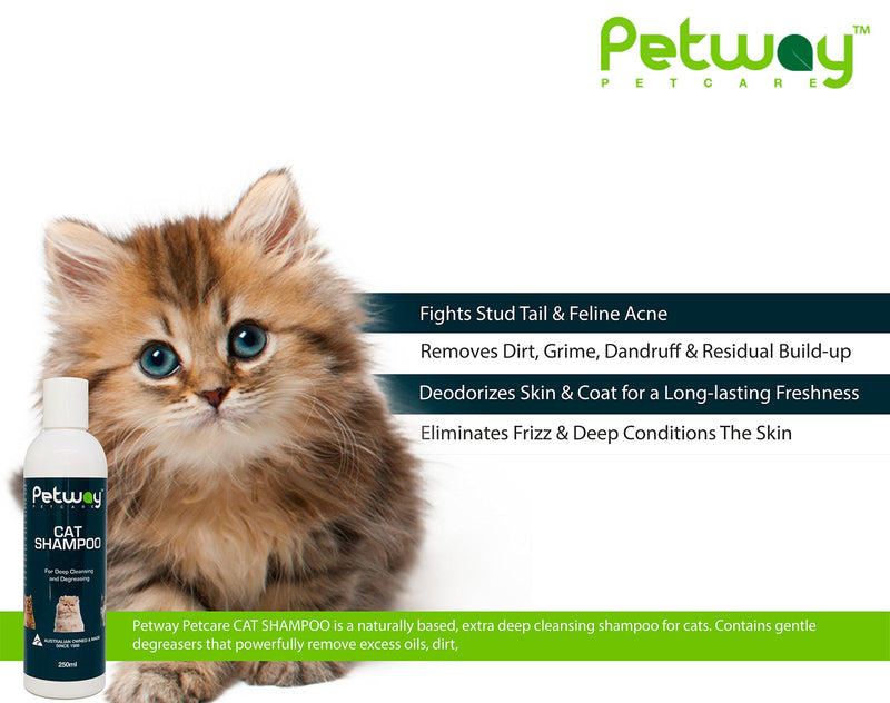 Petway Petcare Cat Shampoo, Anti Dandruff Shampoo for Deep Cleanse & Degreasing, Removes Excess Oils, Dirt and Dandruff, pH Balanced, Parabens & Sulfates Free, Cruelty Free, 8.5 Fl Oz (250ml) 250.0 Grams - BeesActive Australia