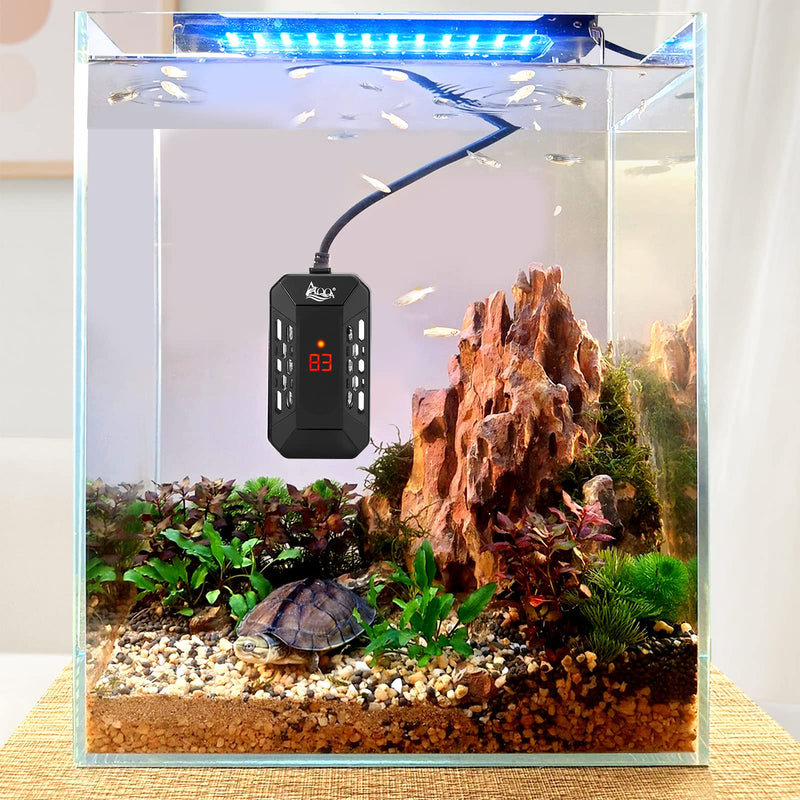 AQQA Aquarium Submersible Heater for Fish Tank,HD Temperature Display and Built-in Thermometer,External Controller Temperature Control Range 59℉-93℉,Safety Control Protects 25W 25W(1-5 Gallon)