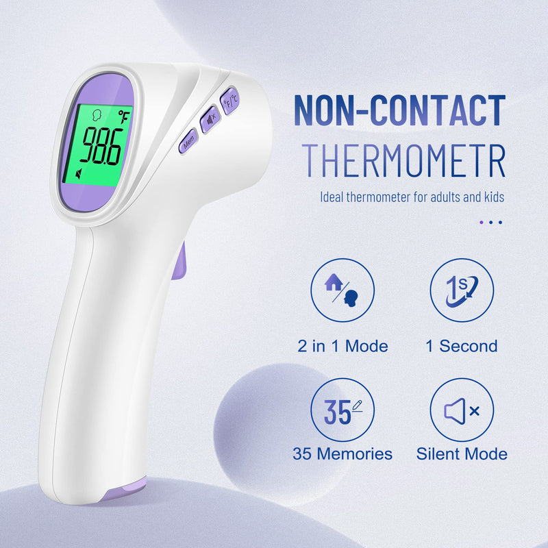 No-Touch Thermometer for Adults and Kids, Digital Thermometer with Fever Alarm, Fast Accurate Results, Easy for All Ages, FSA Eligible (Purple) Purple - BeesActive Australia