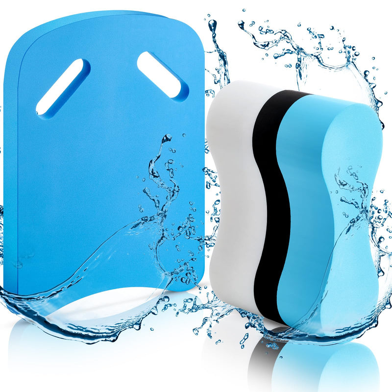 2 Pcs Swimming Kickboard Pull Buoy Set Training Aid Float Pull Buoy Leg Float Swimming Training Equipment Accessories for Hand Leg Adults Children Beginners Exercise Fitness Blue - BeesActive Australia