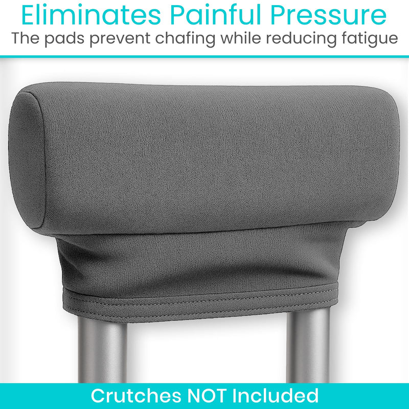 Vive Crutch Pads & Hand Grips - Padding for Walking Arm Crutches - Universal Underarm Padded Forearm Handle Pillow Covers for Hand Grips - Soft Foam Armpit Accessories for Adults, Kids (Gray) Gray