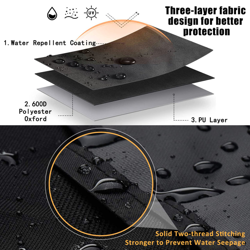 Kintaki Bimini top Boot Cover, Suitable for 3-4 Bows Bimini Tops, Design with Light Hole Bimini Top Cover, 600D Waterproof Bimini Storage Boot black XL 81-101IN - BeesActive Australia