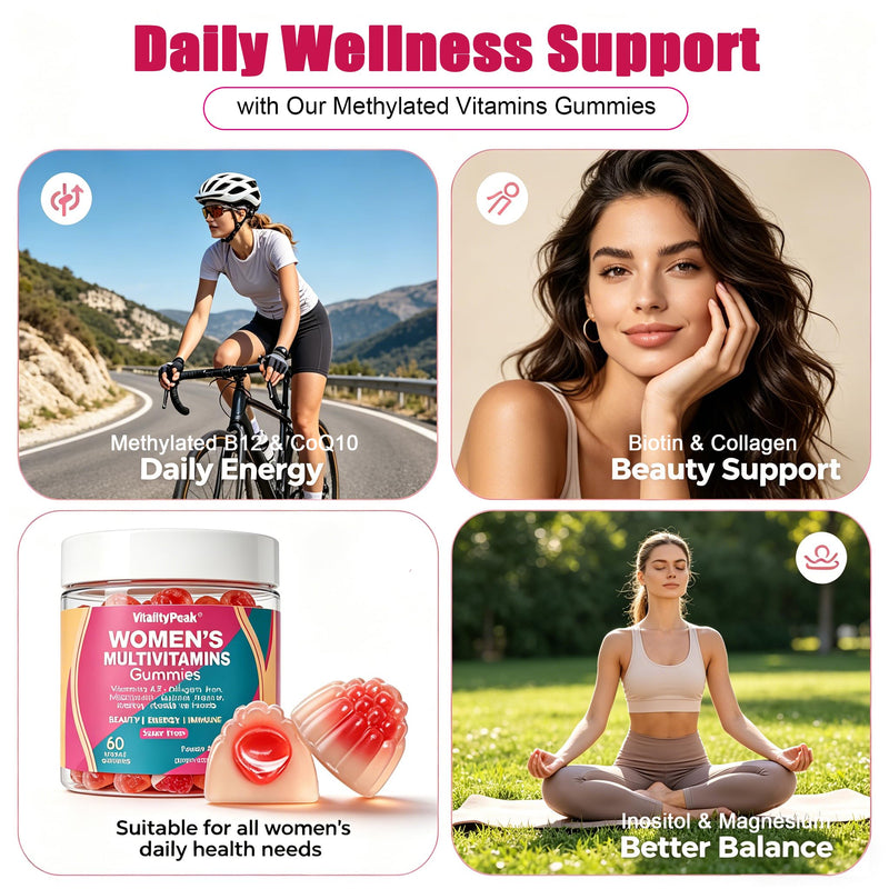 Methylated Multivitamin Gummies for Women | Women’s Multivitamin Gummies with Methylated Folate, Iron, Biotin & Inositol | Sugar Free Women’s Daily Vitamin for Energy, Immune, Hair & Skin | 120 Ct 60 Count (Pack of 2)